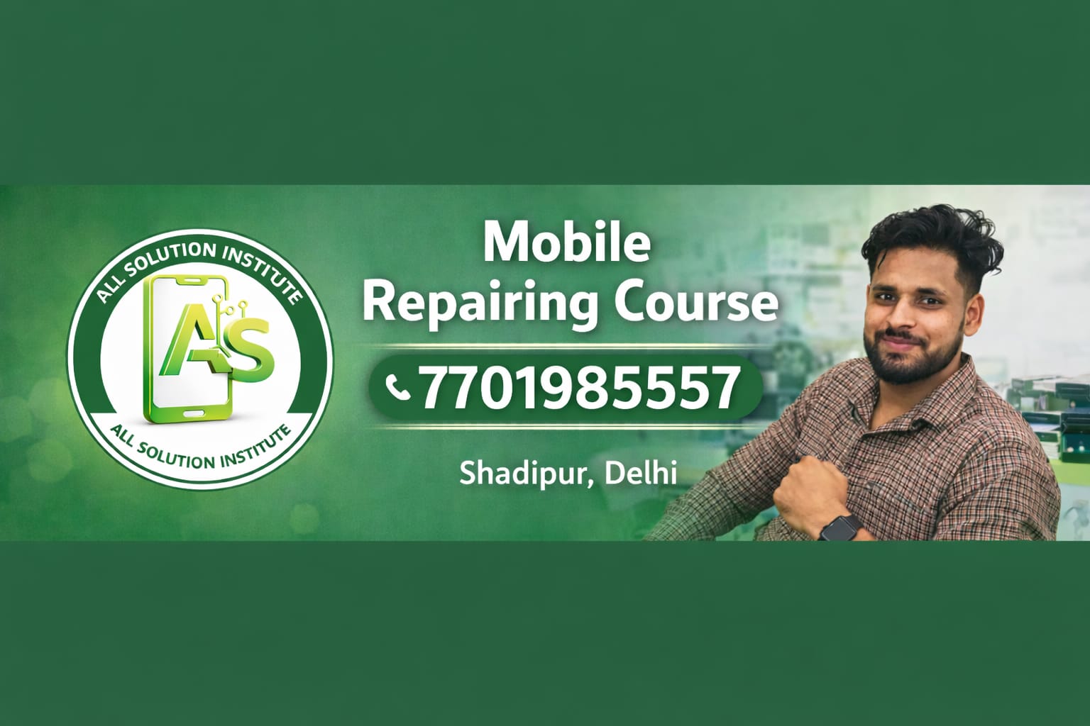 All Solution Institute Mobile Repairing Course Banner with Trainer
